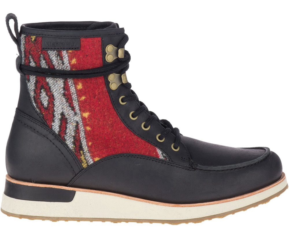 Merrell Boots Black/Red - Roam Mid - Womens 38GJHIBLC